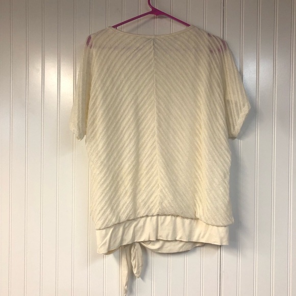 AGB Cream Textured Lace Top with Tie Detail Short Sleeve XL Fairy Cottage - Picture 4 of 4